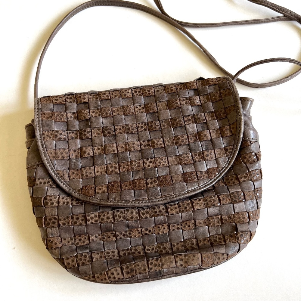 VTG Leather Woven Crossbody